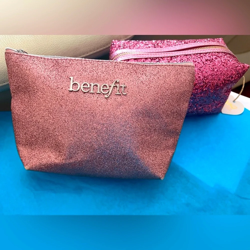 Two Pink Sparkly Cosmetic Cases